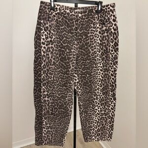 Leopard Print barrel -Leg Pants - Brown